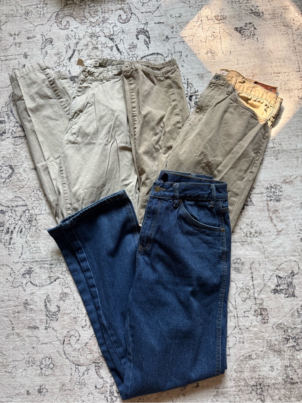 H&M & More Men's Straight Jeans — Blue Denim & Khaki